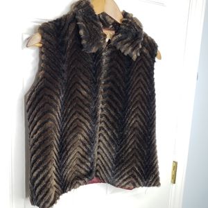 Faux Mink Vest Zip Front Grandma Core Mob Wife Painted Pony Sz S/M Vintage Vest